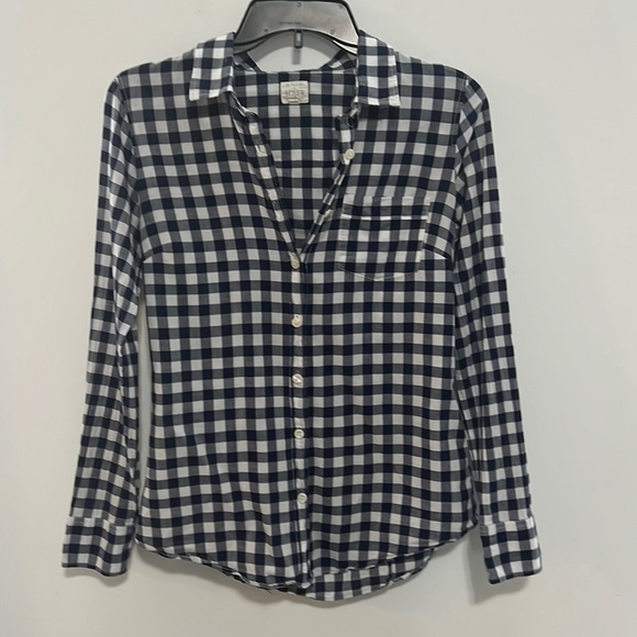J Crew The Perfect Shirt Blue and White Button Down Size XS - Picture 1 of 9